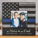 Police Dad Thin Blue Line Custom Photo Fathers Day Plaque<br><div class="desc">"My Hero ❤️ My Dad"! Surprise your favourite police officer and dad with this super sweet personalized police dad photo plaque this fathers day. Personalize with your favourite photo, message and name. Visit our collection for the best police dad fathers day gifts and police fathers day gifts from kids ....</div>