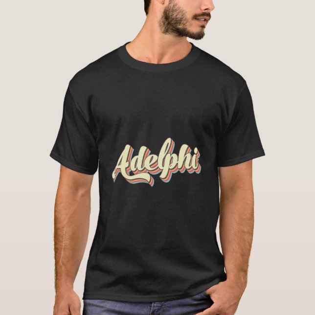 Police de baseball d'art rétro Adelphi Tshirt Vint (Devant)