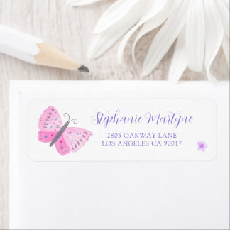 Police de script de papillon rose aquarelle