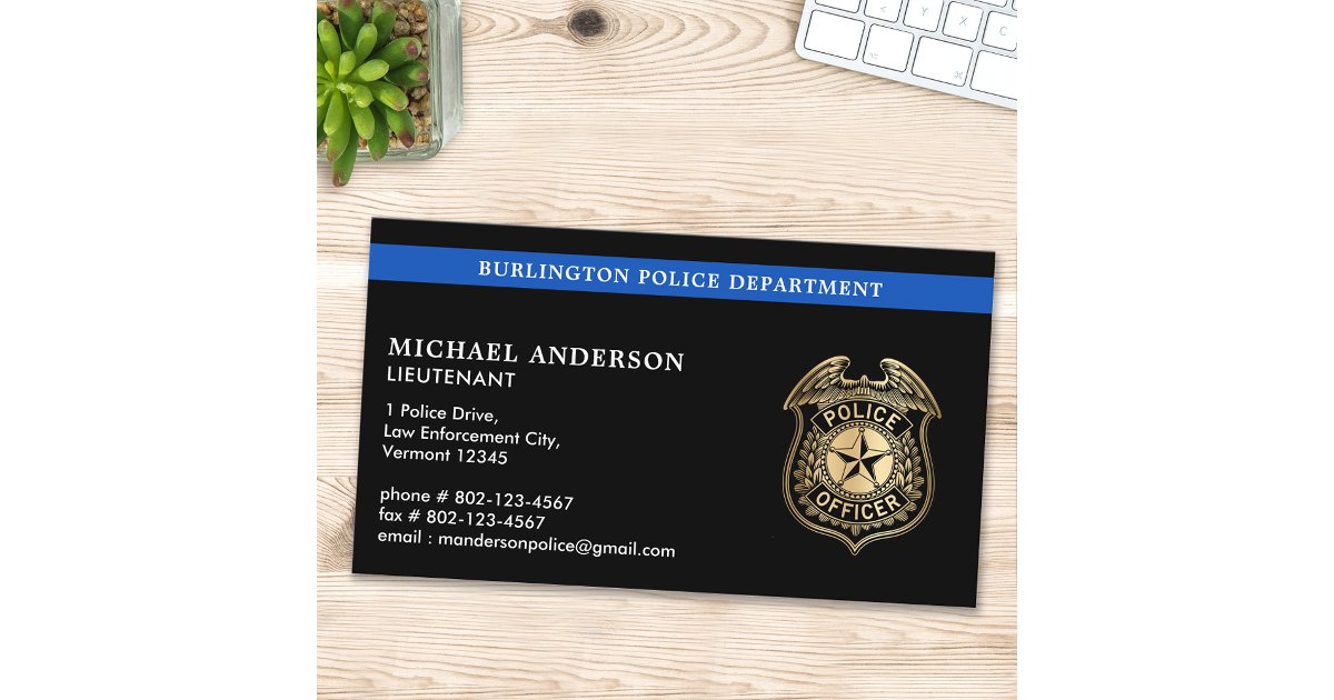 Police Department Custom Logo Blue Law Enforcement Business Card Zazzle