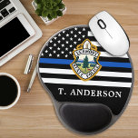 Police Department Custom Logo Law Enforcement  Gel Mouse Pad<br><div class="desc">Thin Blue Line Police Department Mouse Pad - American flag in Police Flag colours, modern black and blue design . Customize with your department logo, and personalize with police officers name. This personalized law enforcement mouse pad is perfect for police departments and law enforcement . COPYRIGHT © 2020 Judy Burrows,...</div>
