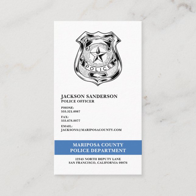 Police Department Law Enforcement Officer Logo Business Card (Front)