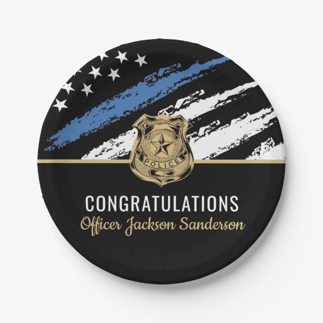 Police Department Law Enforcement Retirement Party Paper Plate (Front)