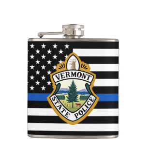 Police Department Personalized Logo Thin Blue Line Hip Flask