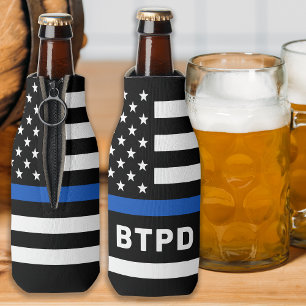Police Department Personalized Thin Blue Line Bott Bottle Cooler
