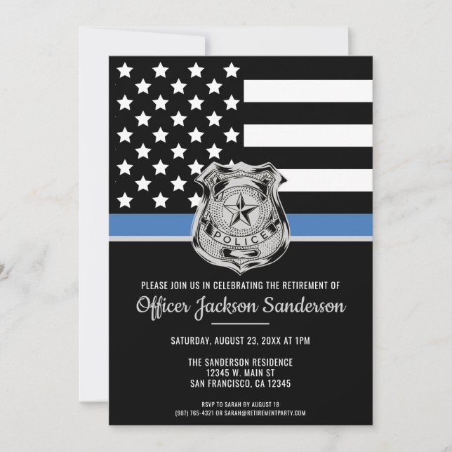 Police Department Retirement Party Law Enforcement Invitation (Front)