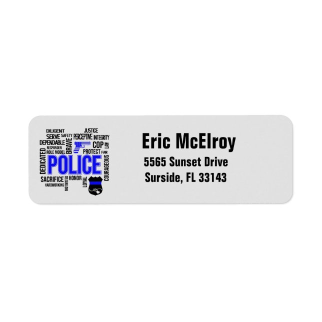 Police Descriptive Words Return Address Labels (Front)