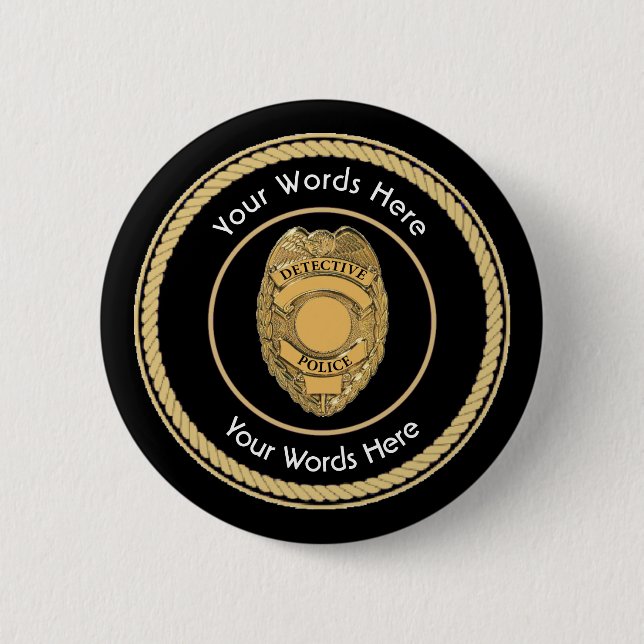 Police Detective Badge Universal 2 Inch Round Button (Front)