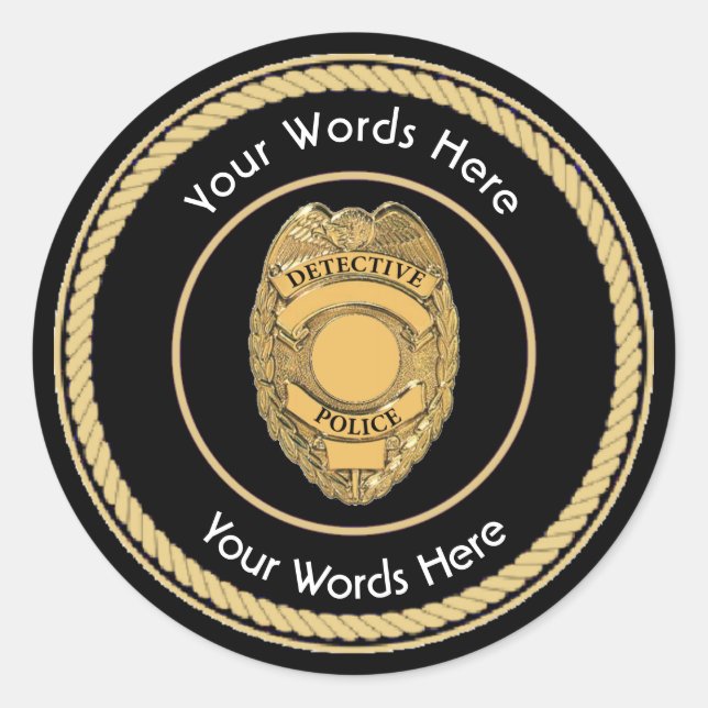 Police Detective Badge Universal Classic Round Sticker (Front)