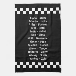 Police Dispatch Emergency Phonetic Alphabet Kitchen Towel