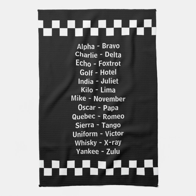Police Dispatch Emergency Phonetic Alphabet Kitchen Towel (Vertical)