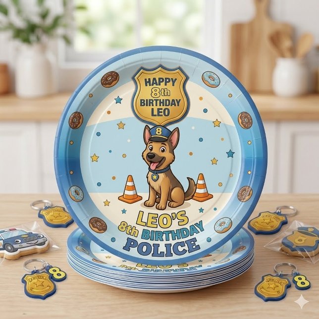 Police Dog Calling All Units Boy Birthday Paper Plate (Creator Uploaded)