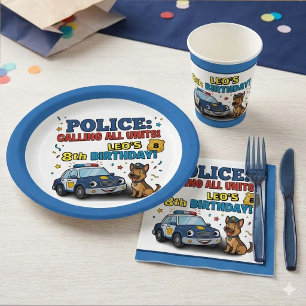 Police Dog Calling All Units Boy Birthday Paper Plate