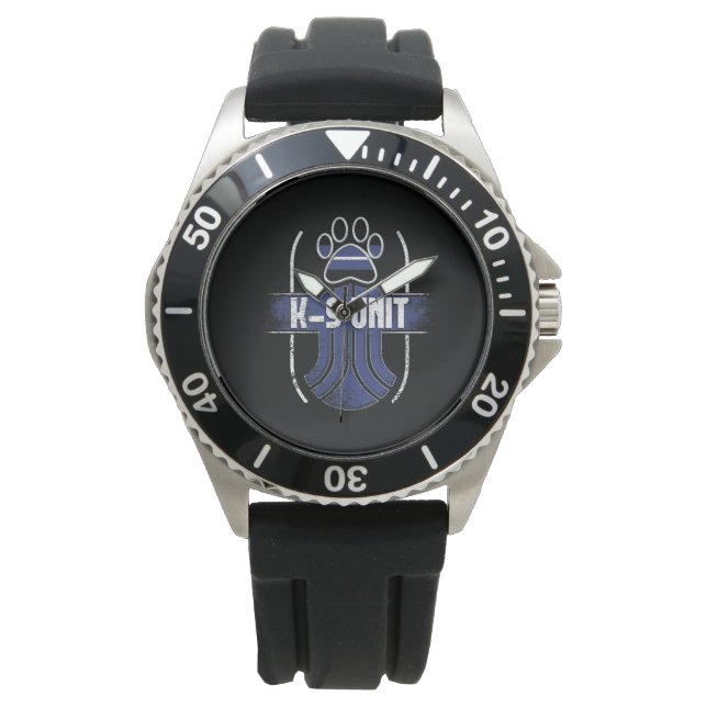 Police Dog K-9 Thin Blue Line Memorial Watch (Front)