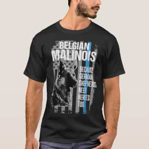 Police Dog Malinois Funny K9 Thin Blue Line Flag T-Shirt