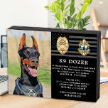 Police Dog Retirement Thin Blue Line K9 Photo Wooden Box Sign<br><div class="desc">Honour your best partner and police dog for his dedicated years of service with this Thin Blue Line Police Dog Retirement Appreciation Photo plaque. Personalize with your police K9 officer's photo, name, personal message, service dates and service years. Also personalize with badge, department logo or seal. Perfect for police K9...</div>