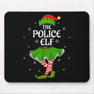 Police Elf Christmas Family Girls Women Elf Squad  Mouse Pad
