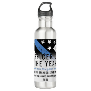 Police Employee of the Year Blue Line Flag 710 Ml Water Bottle