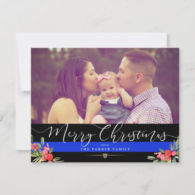 Police Family Holidays | Christmas Custom Photo Holiday Card (Front)