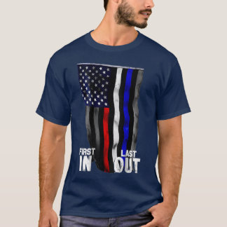 Police Fire EMS First Responder American Flag T-Shirt