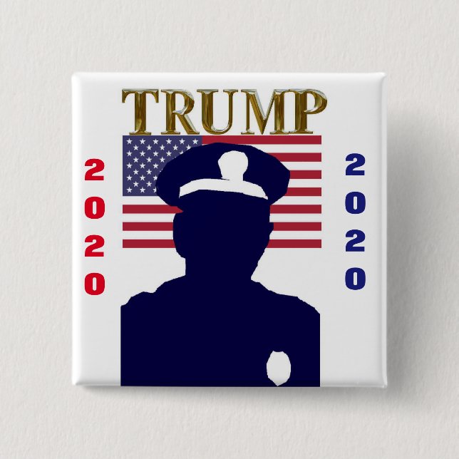 POLICE FOR TRUMP 2 INCH SQUARE BUTTON (Front)