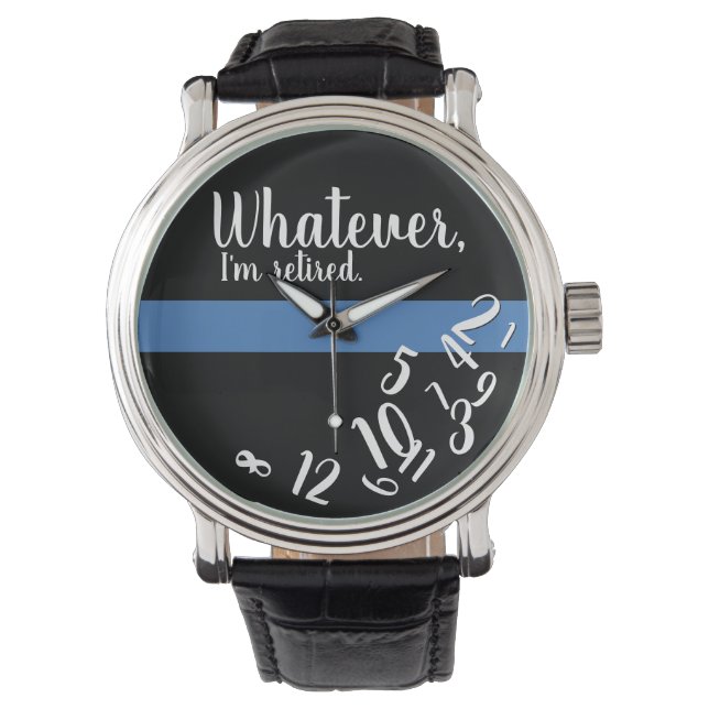 Police Funny Retirement Thin Blue Line Watch (Front)