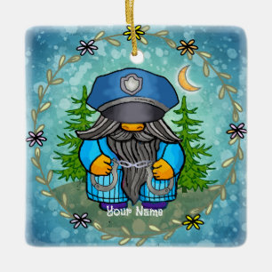 Police gnome  ceramic ornament