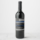 Police Graduation Academy Thin Blue Line Flag Wine Label (Front)