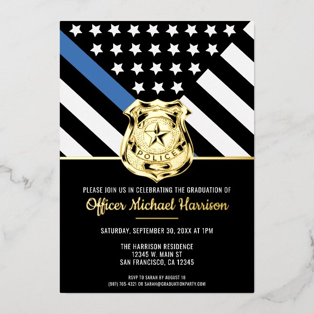 Police Graduation Blue Line Flag Law Enforcement (Front)