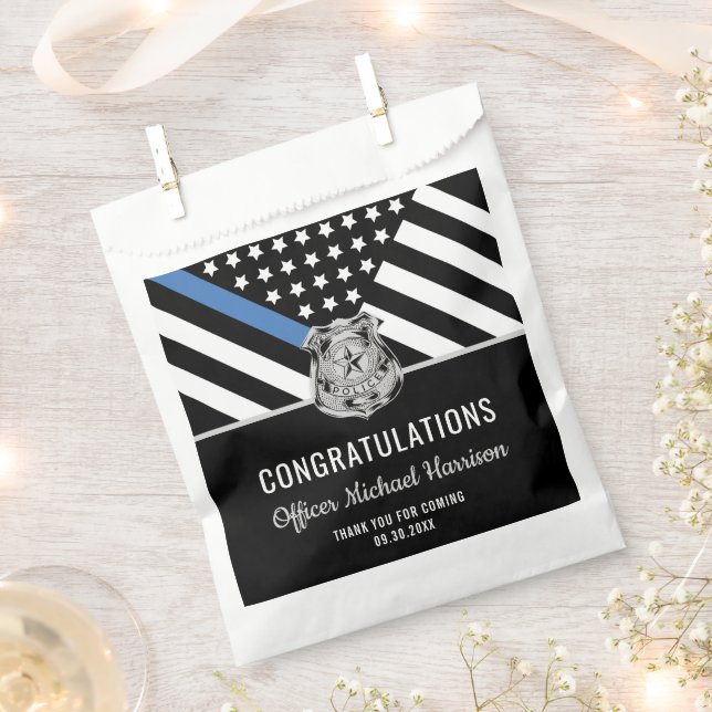 Police Graduation Blue Line Flag Law Enforcement Favour Bag (Clipped)