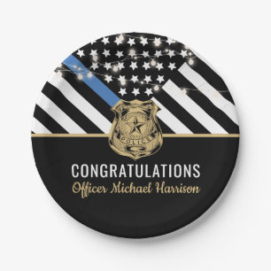 Police Graduation Party Blue Line Law Enforcement Paper Plate