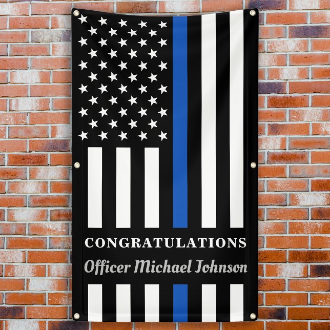Police Graduation Personalize Thin Blue Line Party Banner (Creator Uploaded)