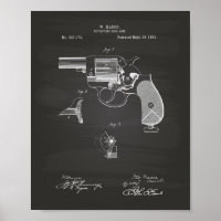 Police Gun 1881 Patent Art - Chalkboard