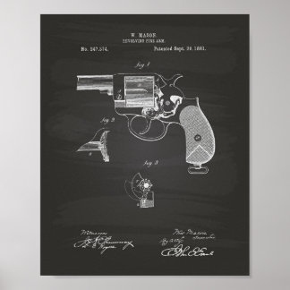 Police Gun 1881 Patent Art - Chalkboard Poster
