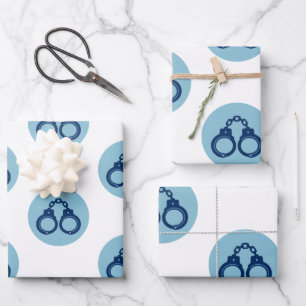 Police Handcuffs Wrapping Paper Thin Blue Line