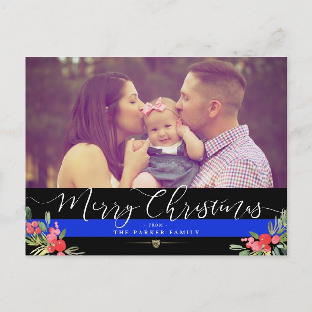 Police Happy Holidays | Christmas Custom Photo Holiday Postcard (Front)