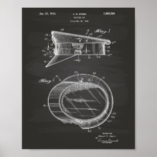 Police Hat 1933 Patent Art - Chalkboard Poster
