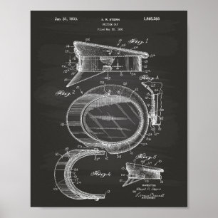 Police Hat 1933 Patent Art - Chalkboard Poster
