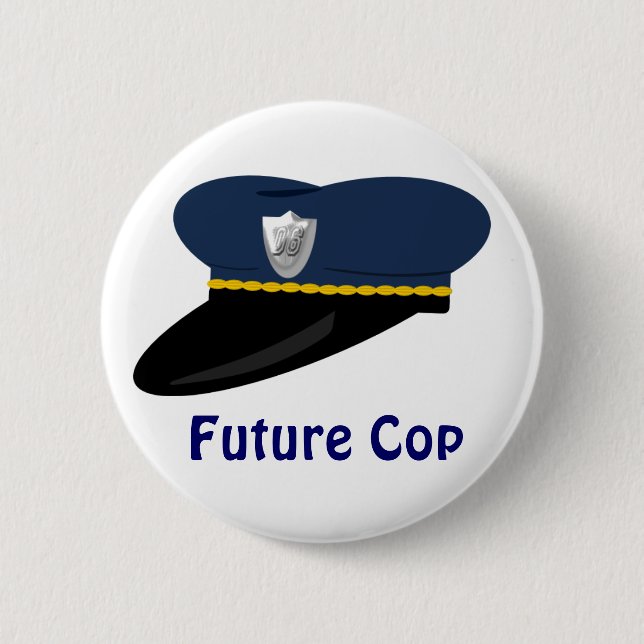 Police Hat Future Cop Theme Party Favour 2 Inch Round Button (Front)