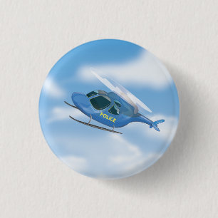 Police Helicopter 1 Inch Round Button