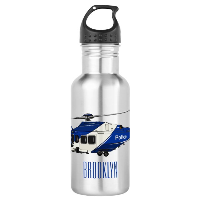 Police helicopter cartoon illustration  532 ml water bottle (Front)
