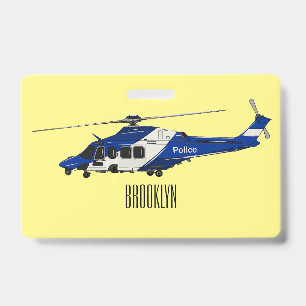 Police helicopter cartoon illustration badge