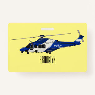 Police helicopter cartoon illustration  badge