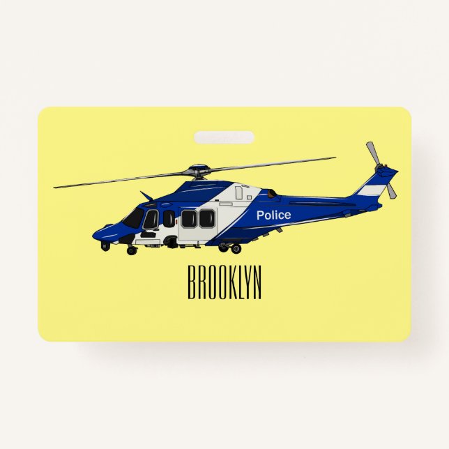 Police helicopter cartoon illustration  badge (Front)