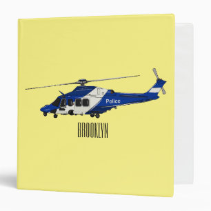 Police helicopter cartoon illustration  binder