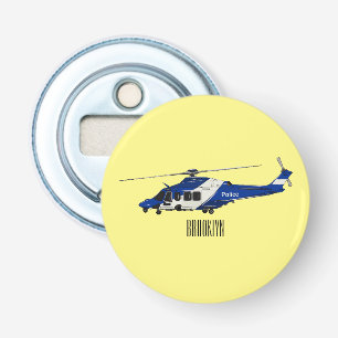 Police helicopter cartoon illustration  bottle opener