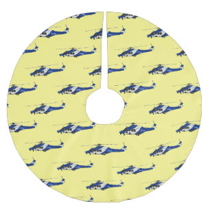 Police helicopter cartoon illustration  brushed polyester tree skirt
