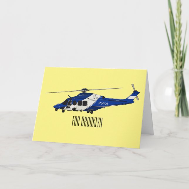 Police helicopter cartoon illustration  card (Front)
