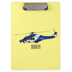 Police helicopter cartoon illustration  clipboard