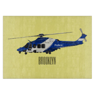 Police helicopter cartoon illustration cutting board